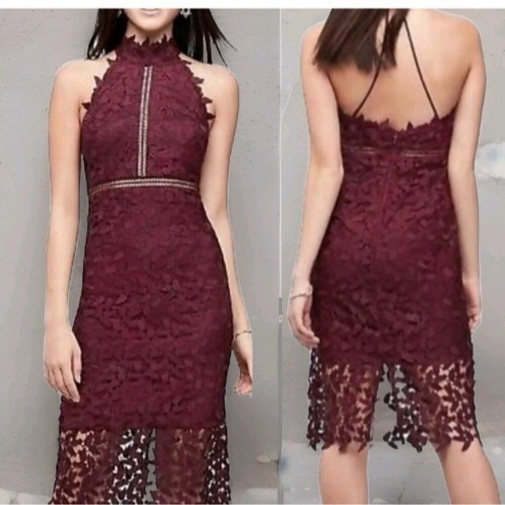 Bardot‎ Mariana Lace High Neck Sheath Mini Dress Women Sz 8 Cocktail Party NEW